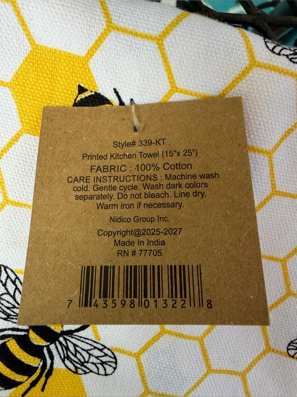 Set of 2 Kitchen Dish Towels - 15” x 25”, 100% Cotton, NWT